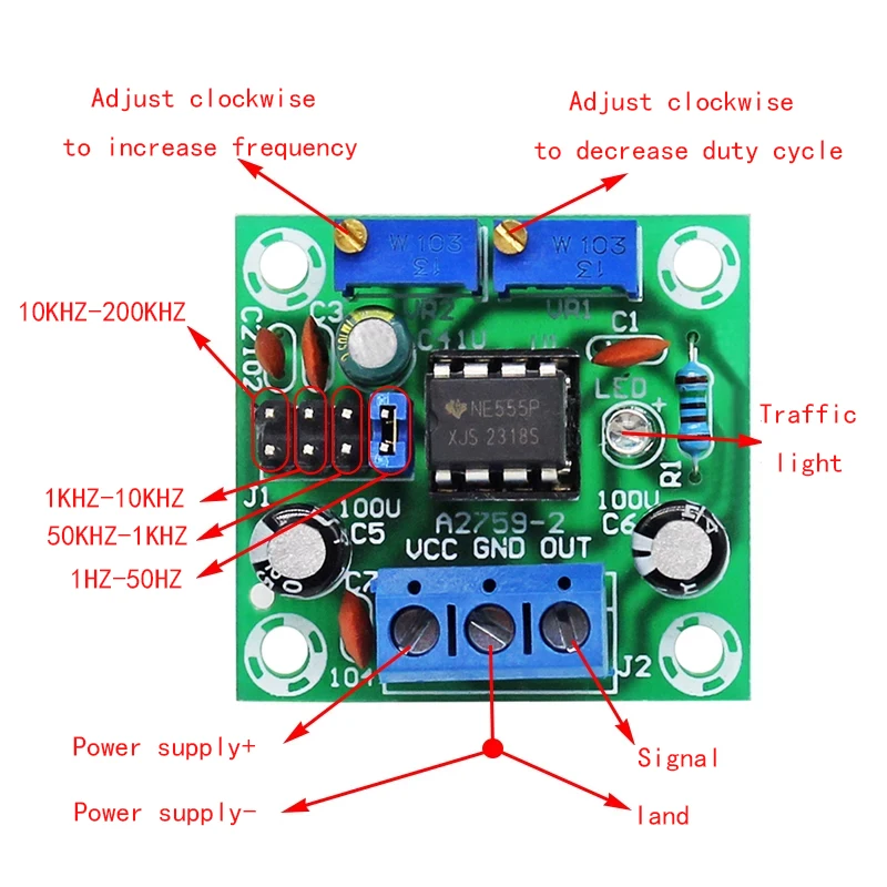 Pulse Generator Module NE555 Frequency Adjustable Duty Cycle Adjustable Rectangular Wave Square Wave Signal Generator