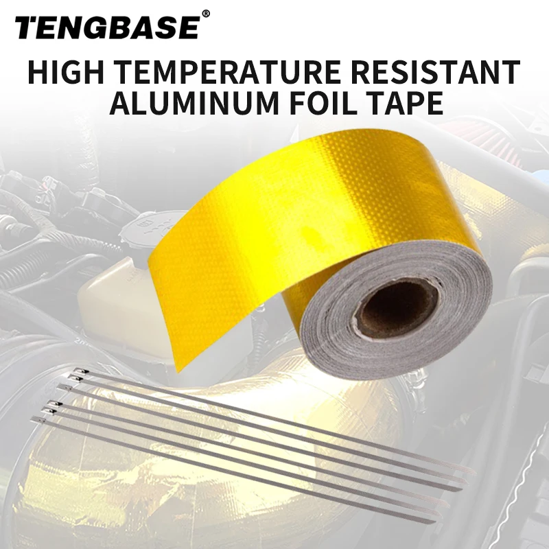 5/10m Exhaust Pipe Insulation Tape Engine Compartment Heat Shield Wrap Reflective Heat Barrier Self Adhesive Foil Tape