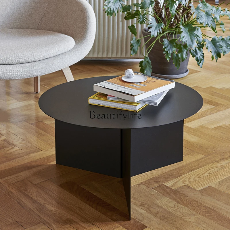 

Modern small fresh and simple metal stainless steel coffee table villa living room sofa side table