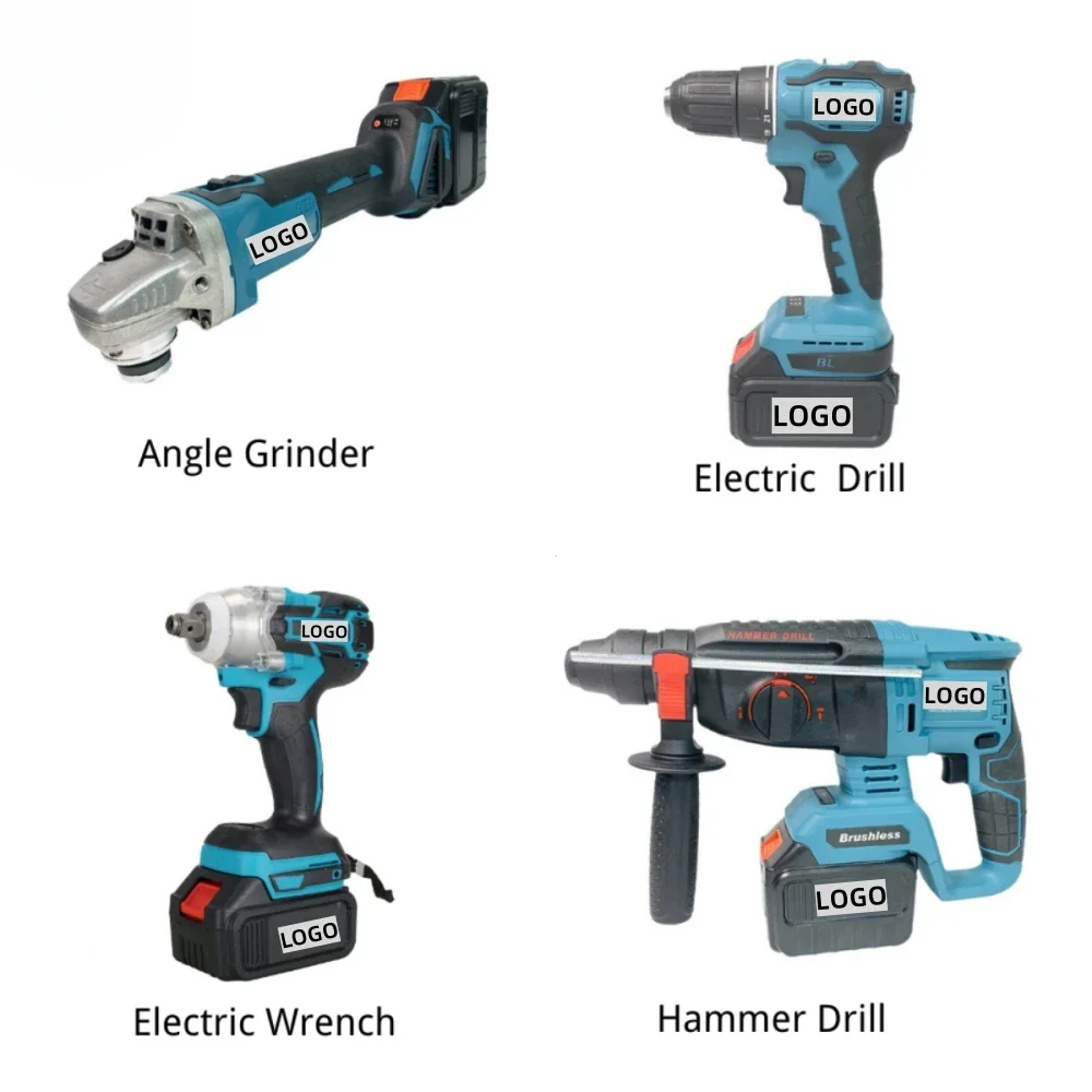 Prezzo di fabbrica Popolare Set di utensili elettrici da 4 pezzi Combo Kit di utensili elettrici per trapano a percussione con avvitatore a percussione a batteria