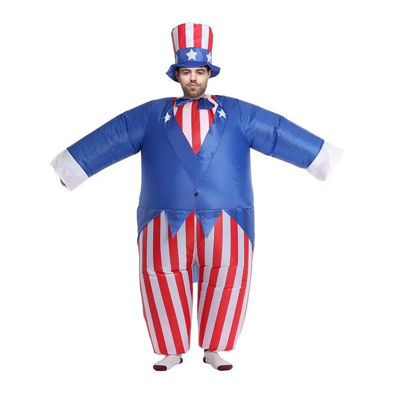 Adult Holiday Party Props Inflatable Suit American Independence Day Uncle Sam Patriot Inflatable Doll Costume