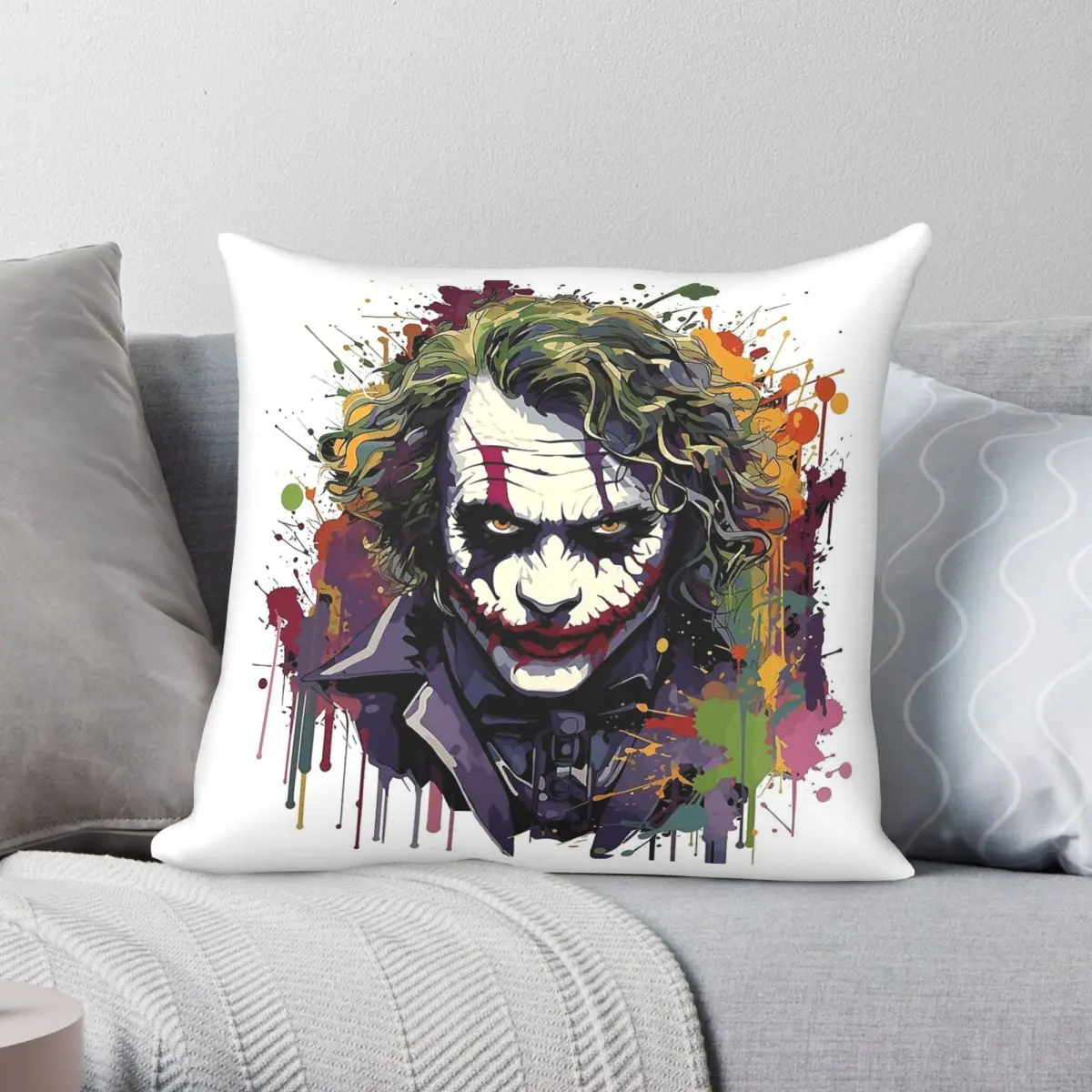 Iconic Heath Ledger Joker Square Pillowcase Polyester Linen Velvet Pattern Throw Pillow Case Home Cushion Cover Wholesale 18