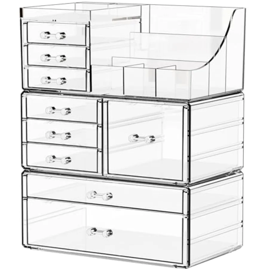 

3 Pack Clear Makeup Organizer Countertop for Dresser, Vanity and Bathroom Counter Organizer, Tiered Stackable Makeup Acrylic Or
