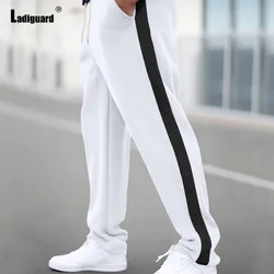 Large Size 3xl Mens Casual Wide Leg Pants Men Fashion Striped Multi-Buttons Pocket Trousers 2024 Autumn New Patchwork Sweatpants