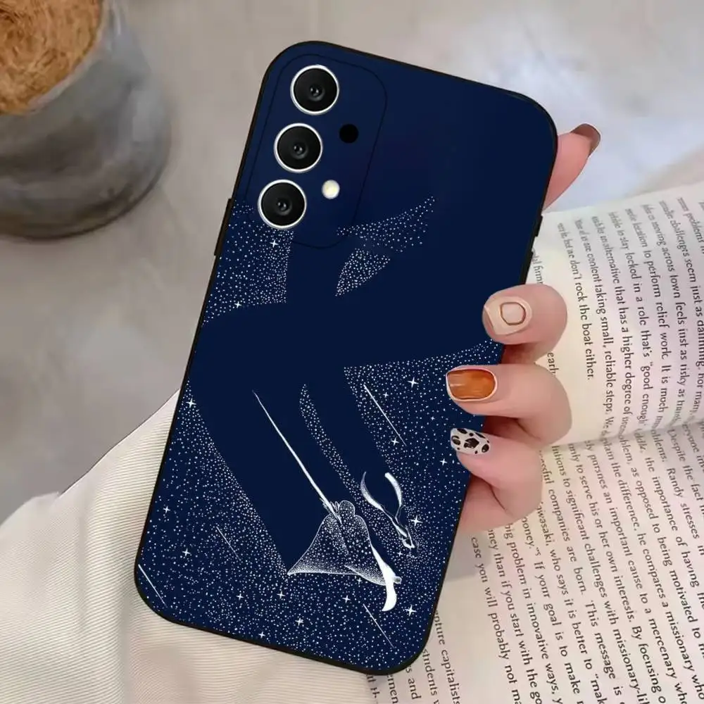 Dotted Whale Shark & Jellyfish phone Case For Samsung S25,24,21,22,23,30,Ultra,20,Plus,Fe,Lite,Note Transparent Cover