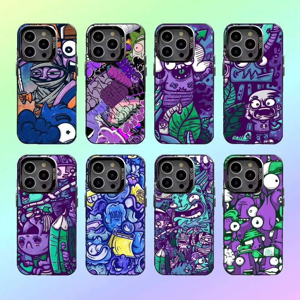 

Purple Chaos Creative Phone Case For iPhone17,16,15,14,13,12,11 Plus,Pro Max Colored silver phone case