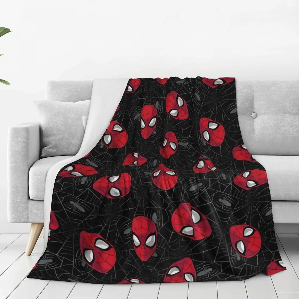 Couverture douce de voyage avec visage de Spider-Man, literie en toile noire, couvre-lit en flanelle pour l'extérieur, housse de canapé-lit confortable