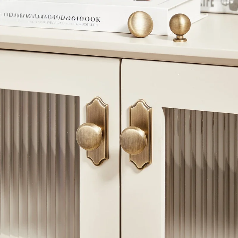 

Brass Cabinet Pull–French Antique Bronze Solid Single-Hole Drawer Knob New Chinese Retro Wardrobe Door Handle Furniture Hardware