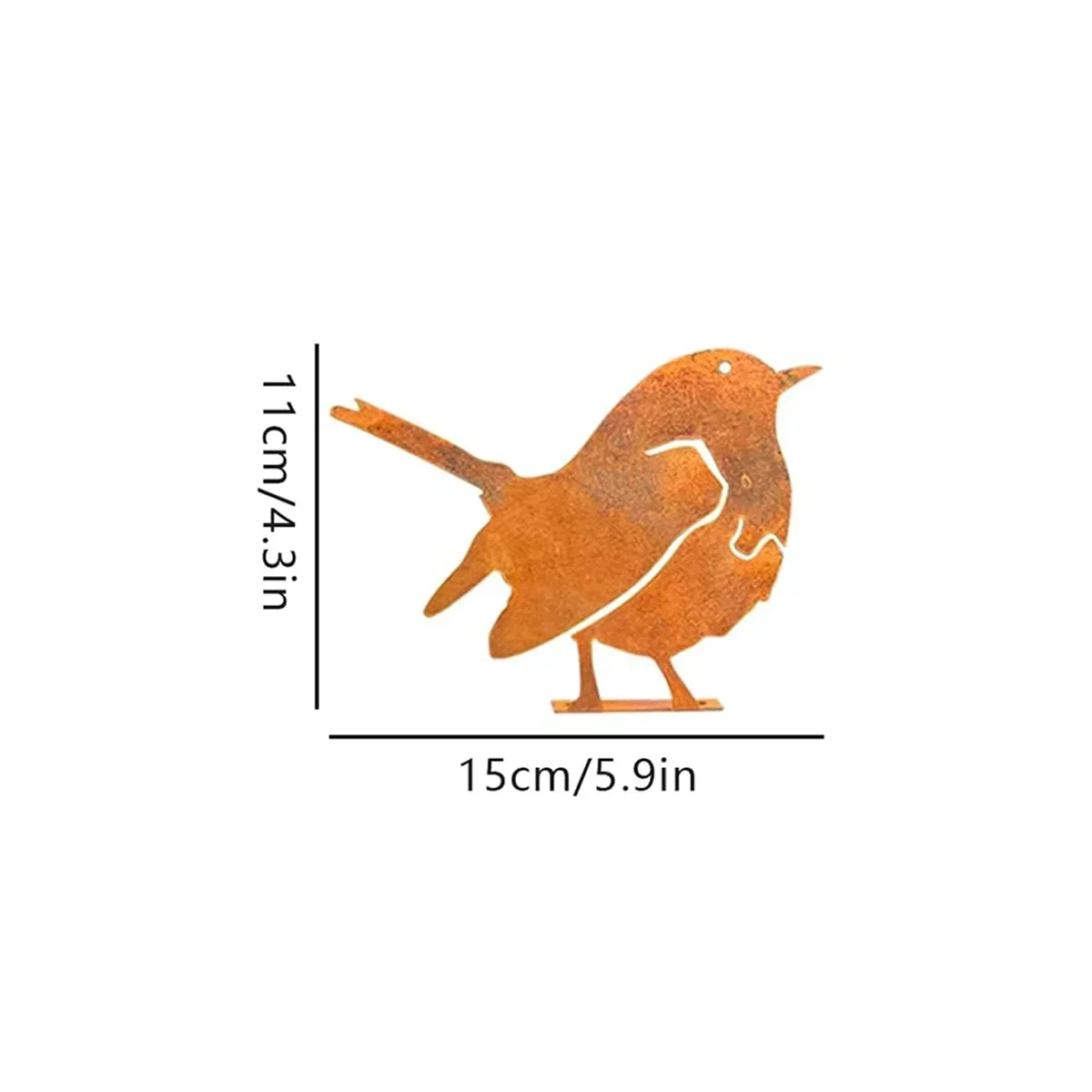 Charmante roestige vogelsilhouet metalen tuinkunst - rustieke buitenterrasdecoratie voor tuinornamenten