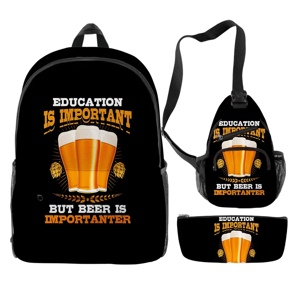 

2023 NewFunny Beer Merch 3pcs/set Travel School Bag Crossbody Bagl Pencil bag Suit For Kids Aldult