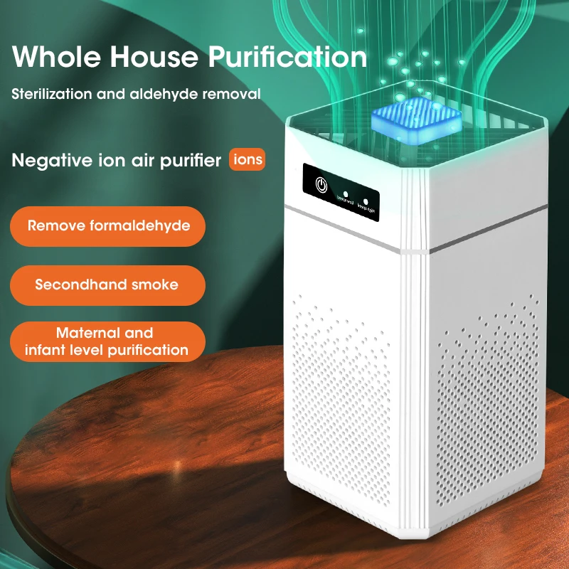 Air Purifier with Replaceable HEPA Filter Negative Ions Generator Odor Eliminator Harmful Smoke Gas Remover for Car Room Kitchen