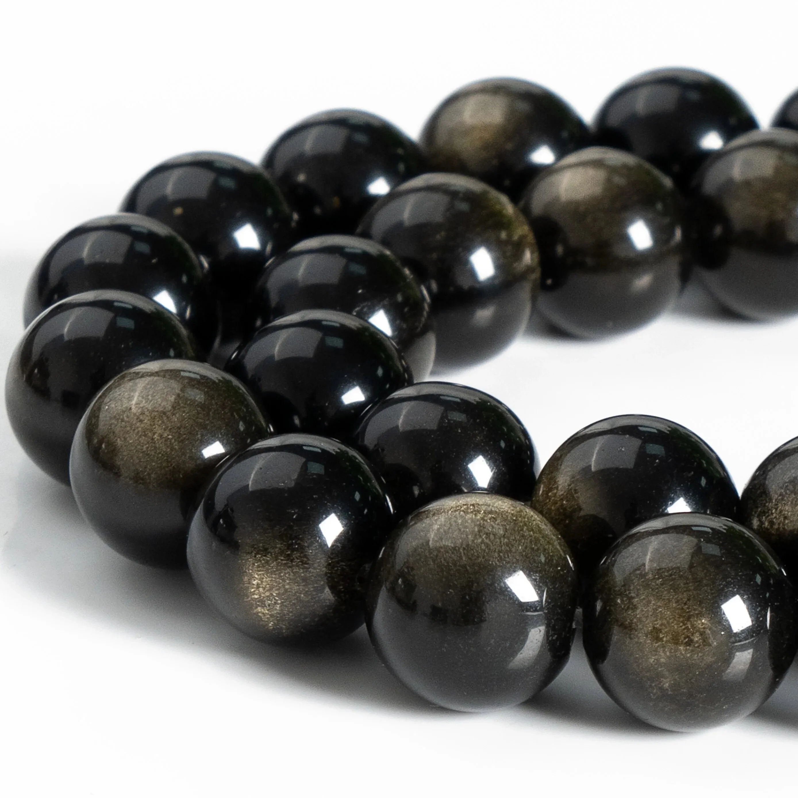 Großhandel Natürliche Goldene Obsidian-Perlen Runde Lose Spacer-Glänzende Perlen für Schmuckherstellung Armband Halskette DIY-Zubehör – Detail 5