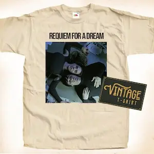 Requiem For A Dream V5 T shirt Tee Natural Vintage Cotton Movie Poster Beige All Sizes