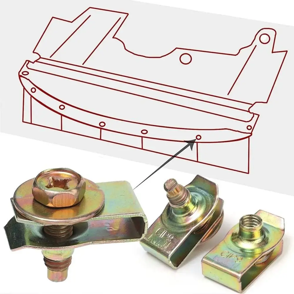 New Self-tapping Automotive U-Nut Clip M6 Metal Screw Fasteners Engine Cover Fasteners Mudguard