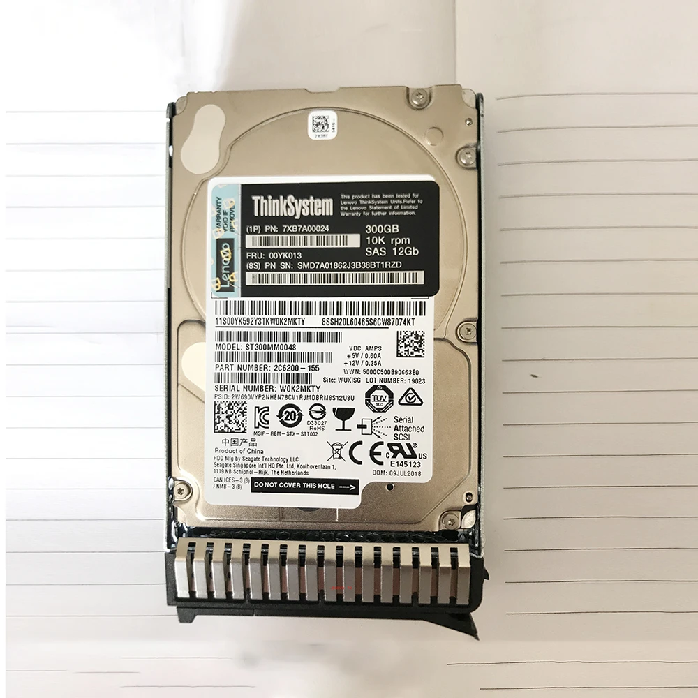 For IBM Server Hard Disk FRU SR550 SR590 SR650 RD650 00YK013 300G 10K SAS 2.5