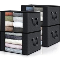 2/4PCS Clothes Storage Bags Foldable Wardrobe Closet Organizer Storage Containers with Handle for Clothing Blanket Comforters