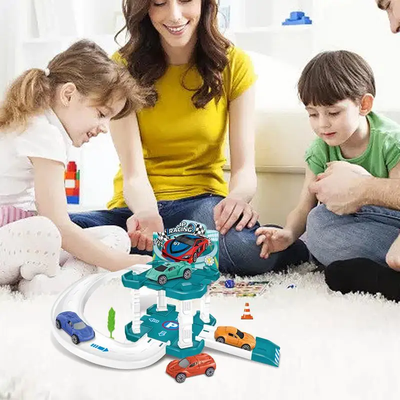 Juego de pista de juguete para niños, juego de pista de carreras, juguetes de Motor fino, juegos de aprendizaje, estacionamiento urbano, juguetes de coche para niños