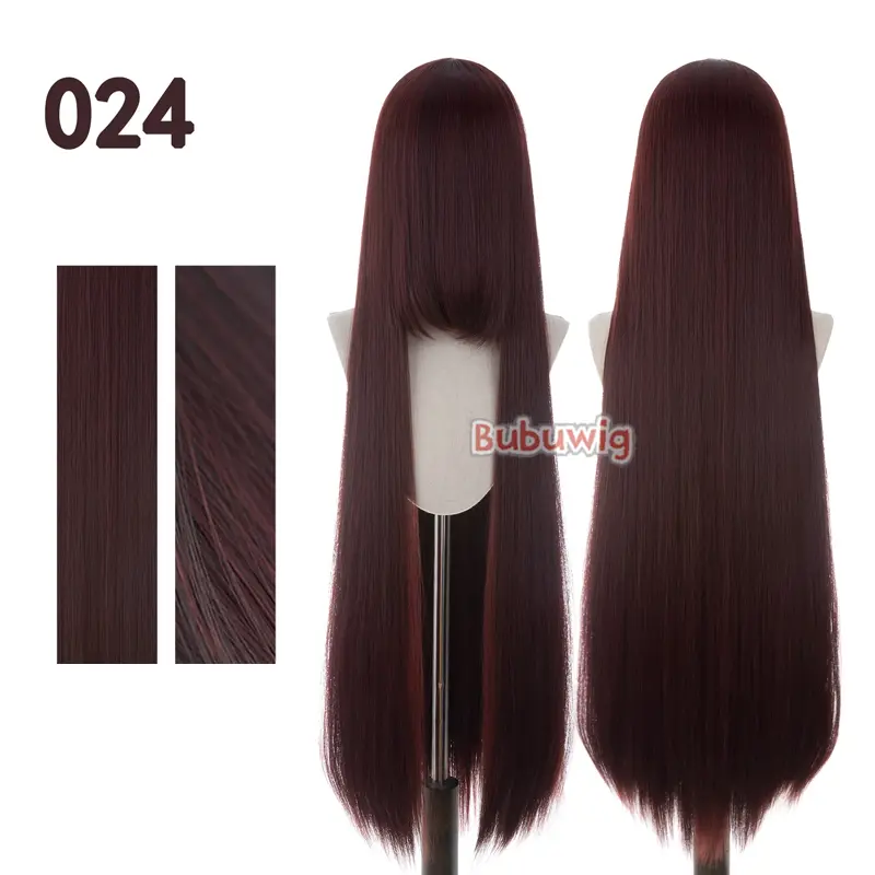Bubuwig Synthetic Hair 100cm Long Straight Pure Color Cosplay Wigs Over 100 Colors Black White Red Blue Brown Wig Heat Resistant - Image 84