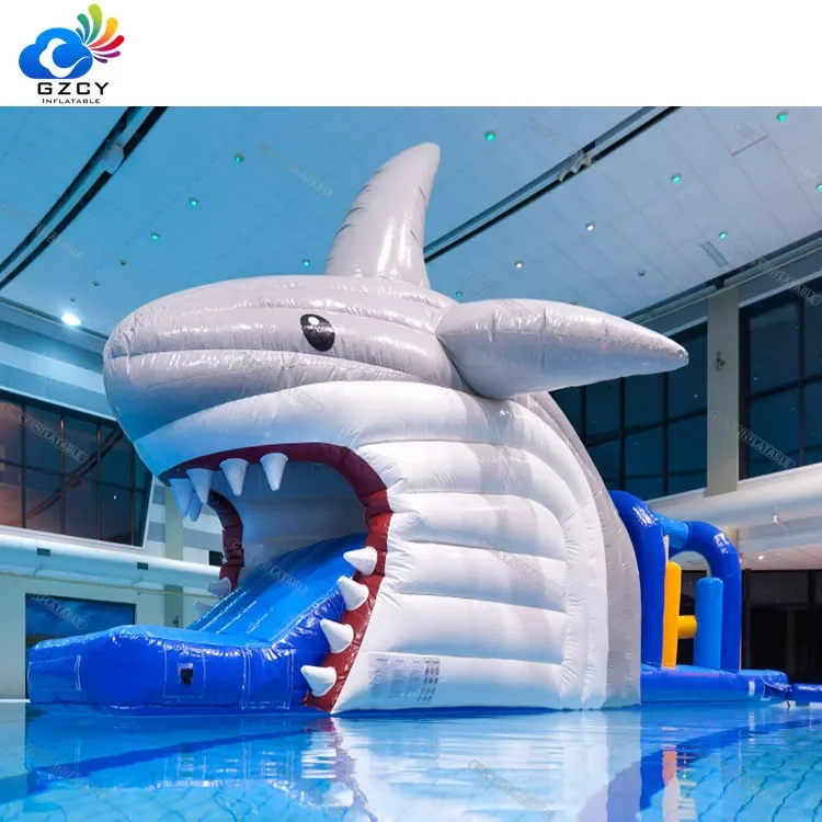 

Scream Shark Design Water Playground Swimming Pool Equipment Inflatable Obstacle Course