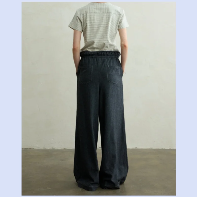 26 year early autumn women's new lazy floral bag waist drawstring pleated wide leg pants