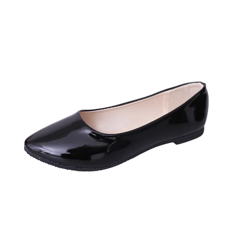 PU patent leather shoes woman single shoes shallow round tow spring autumn ballet flats shoes contracted big sizeisd34