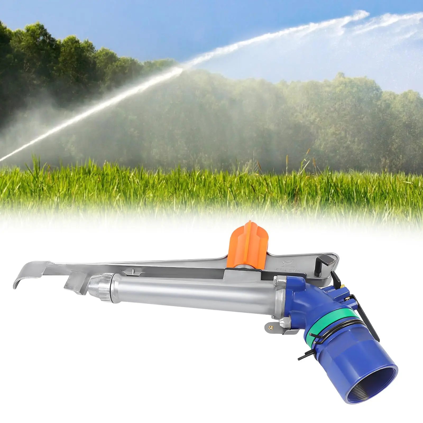 

1.5" Irrigation Spray Gun 360 ° Rotating Large Area Agricultural Sprinkler Head Adjustable Impact Watering Spray Tool for Garden