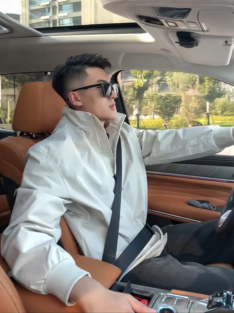 

Мужская осенняя куртка-бомбер в американском стиле, из полиэстера, с длинными рукавами, на молнии, для активного образа жизни