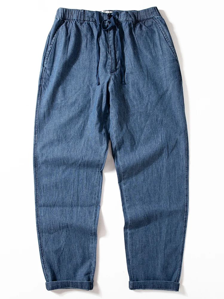 

Men's Cotton Linen Jeans Spring Autumn Thin Breathable Casual Long Pants Washed Vintage Versatile Color Linen Denim