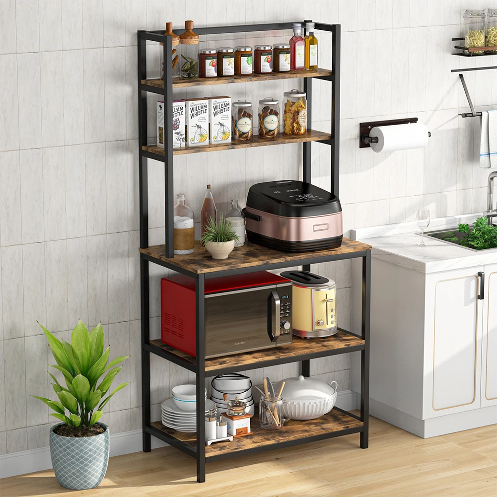 Tribesigns 5-Tier Kitchen Baker's Rack, [Thickened and reinforced] Microwave Oven Stand Spices Utensils Kitchen Storage Shelf