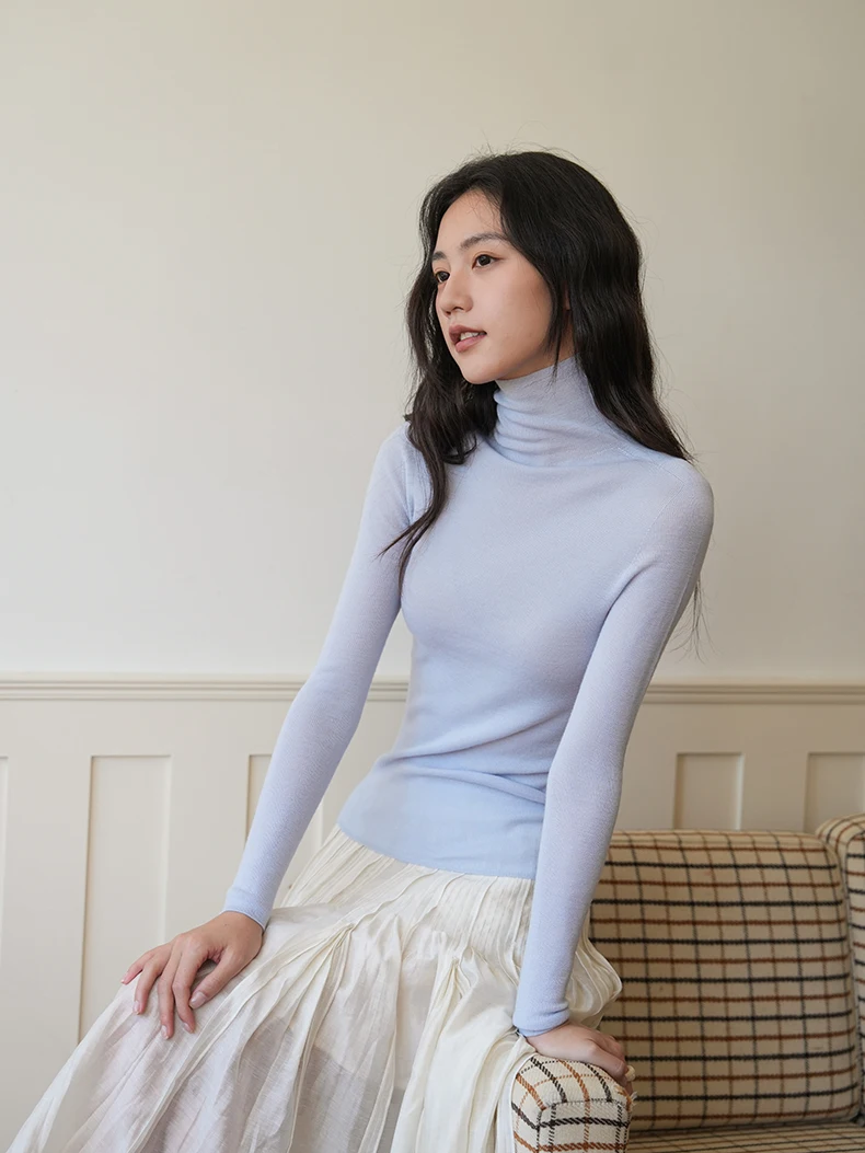 

Leanpang Home Sl One-Piece Yangzhou Wool 00% Knitted Sweater Women's High Collar Slim Fit Thin Base irt Autumn