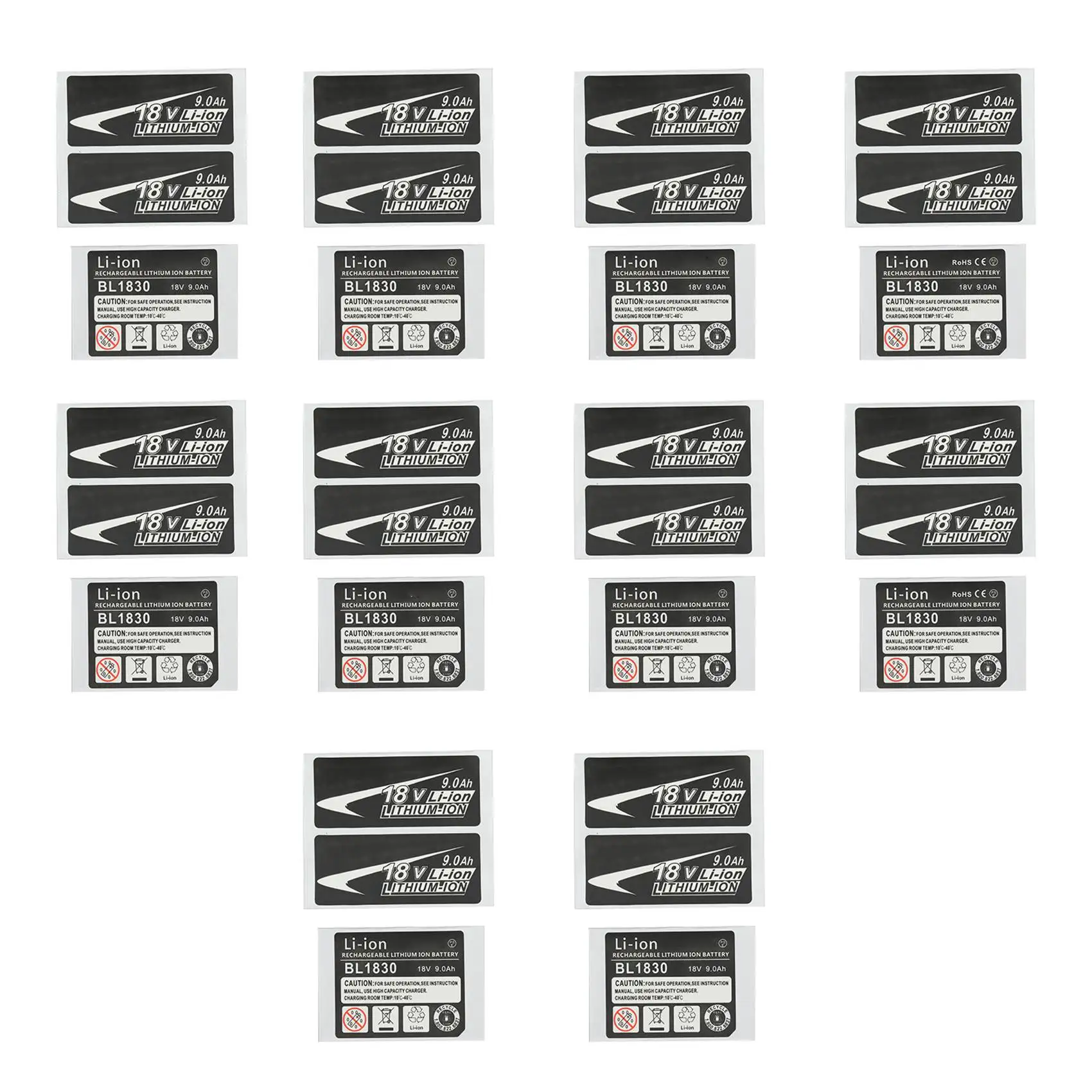 10 Sets of BL1830 Label Lithium Ion Battery 18V 9.0Ah Sticker Label Suitable for Makita 18V Battery Logo