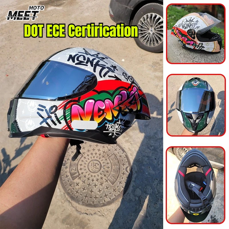 Unisex Motorcycle Helmet Electric Motorcycle Personality Graffiti Helmet DOT ECE Cycling Locomotive Half Helme 3/4 Open Face
