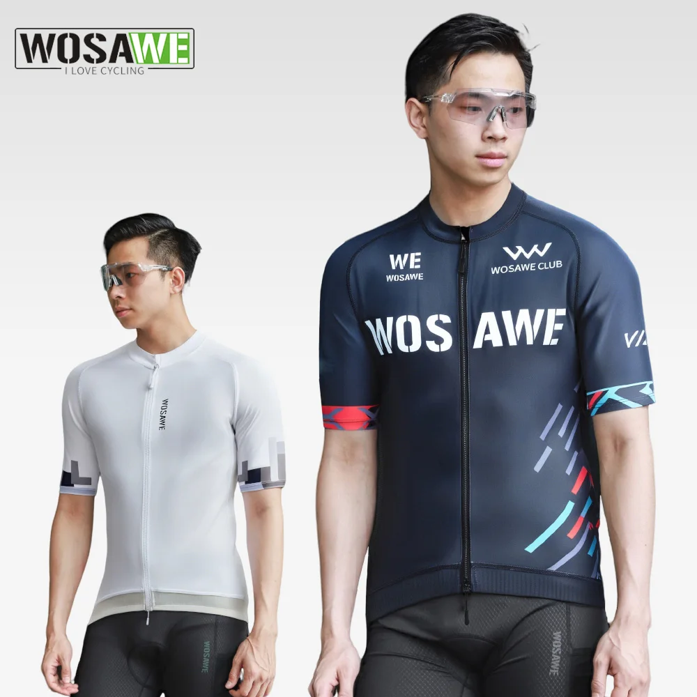 

WOSAWE Men's Cycling Jersey Short Sleeve Summer Bicycle Jersey Road Bike Shirt Cycling Clothing Breathable Pro Team Racing Tops