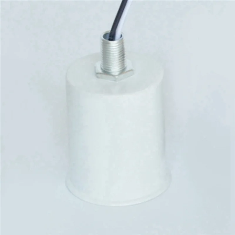 

HRBAJ-2Pcs E27 Screw Base Round Led Light Bulb Lamp Socket Holder Adapter Metal Lamp Holder With Wire - White & Black