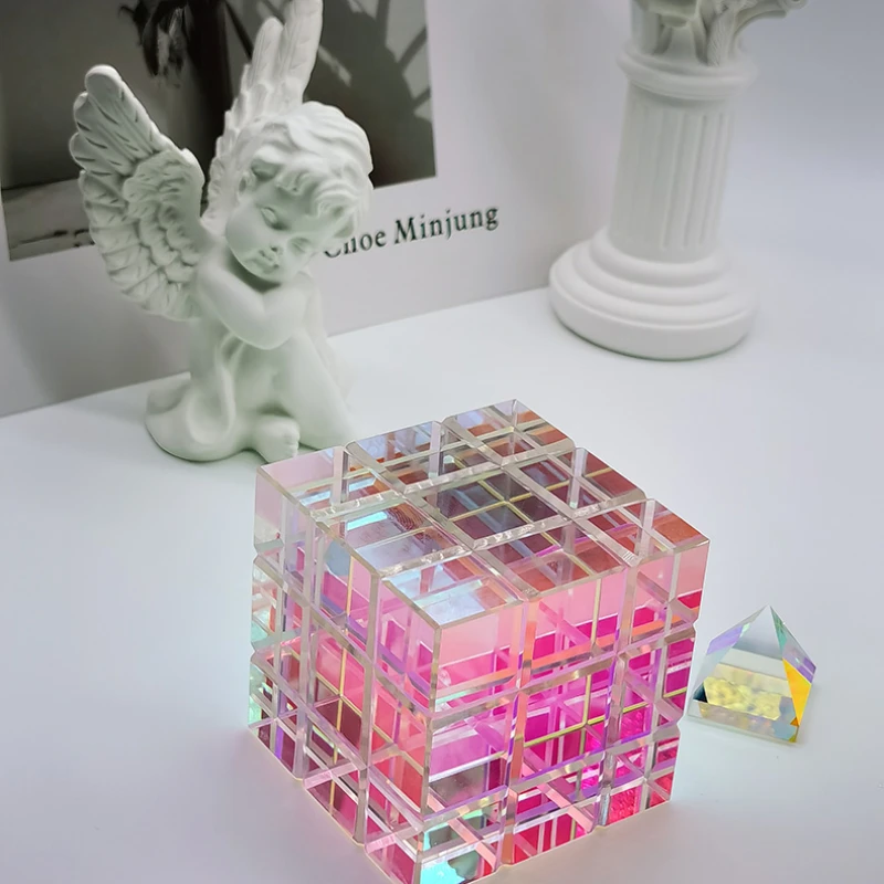 Cube glass colorful tabletop ornament magic chromaticity