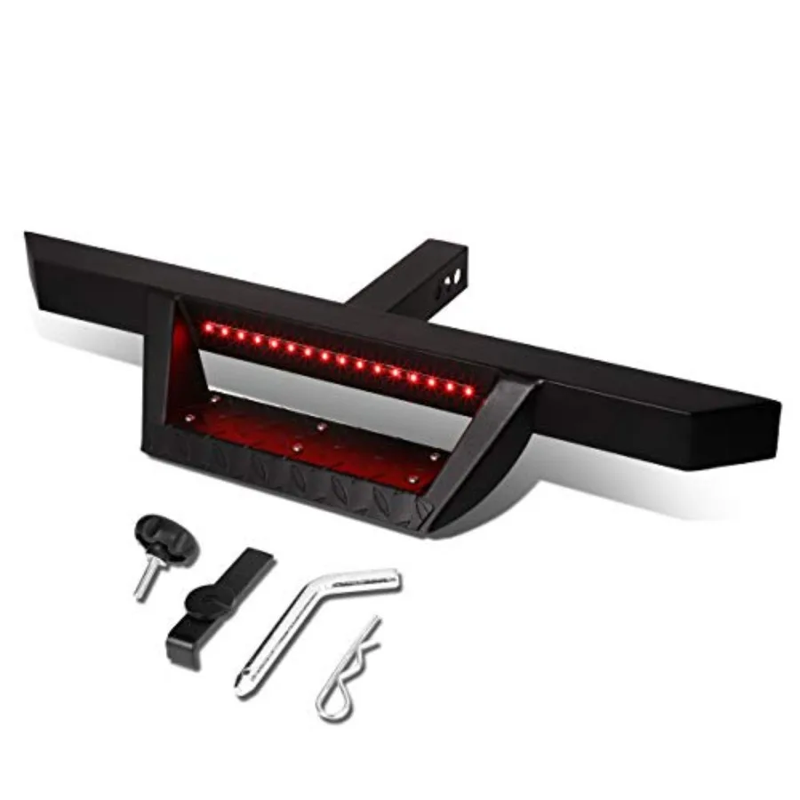 

Universal 32.5 Inches Black Coated 2-Stage Tow Hitch Step Bar Board with LED Brake Light for 2 Inches Receiver Pickup Truck SUV