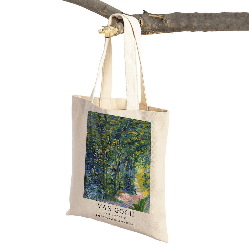 Vintage Van Gogh Oil Painting Shopper Bag Both Sided Supermarket Tote Handbag Fashion Art Casual Women Shopping Shoulder Bags