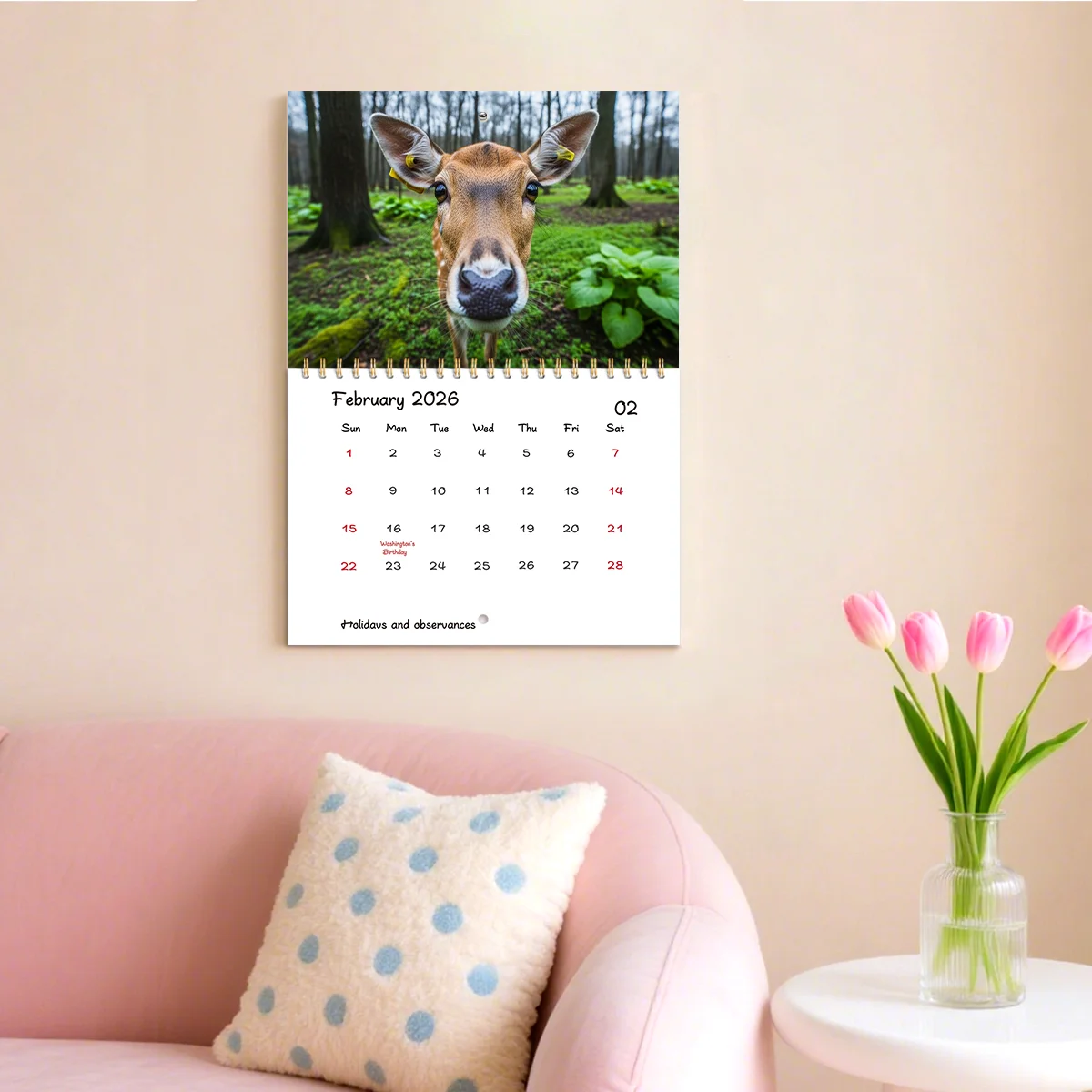 Calendario da parete 2026 Calendario da parete mensile da appendere Design animale Calendario mensile per agenda familiare da 12 mesi per camera da letto