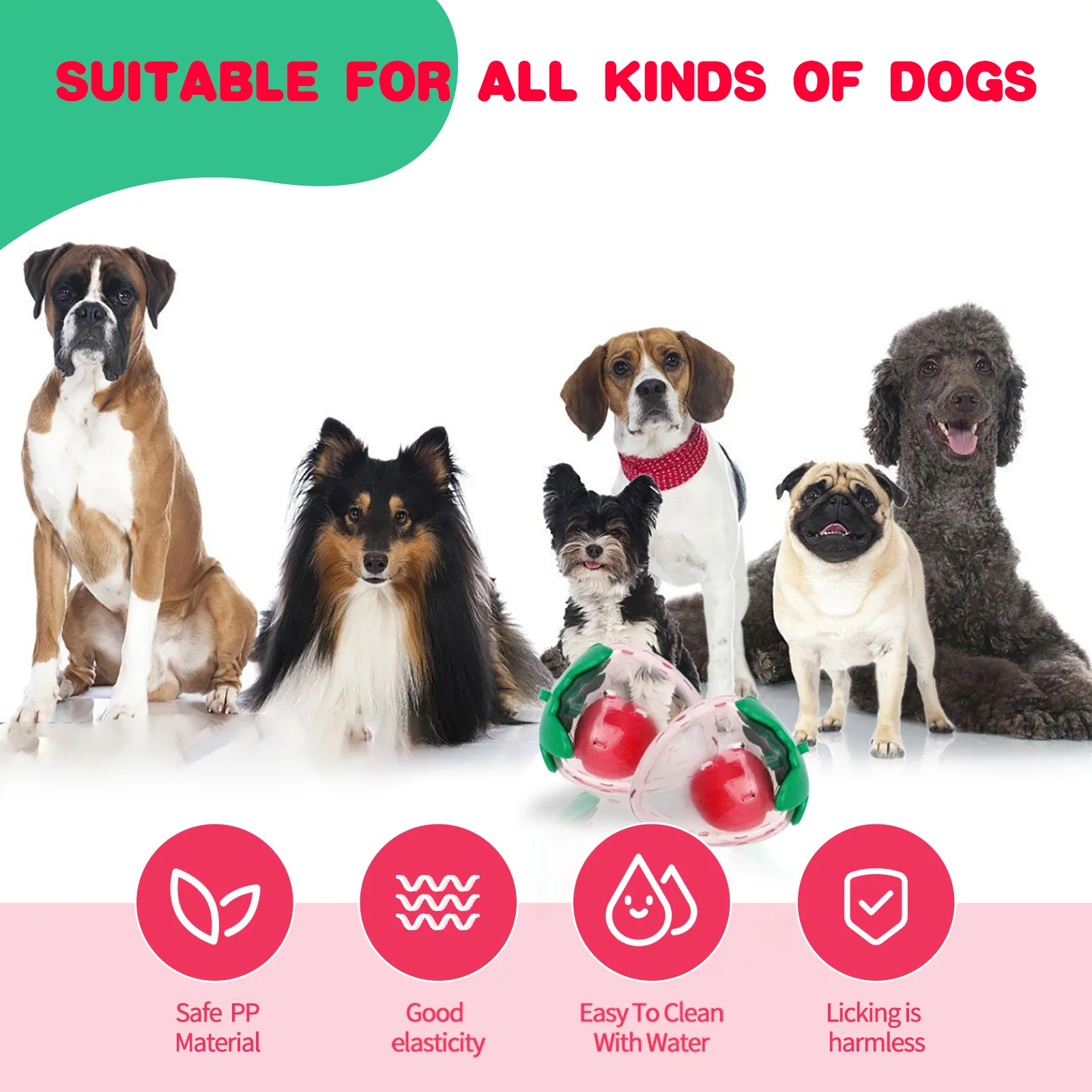 Cute rubber strawberry toy that makes squeaking sounds when squeezed by pet dogs, accompanying small and medium-sized dogs