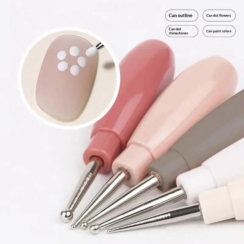 Professional Nail Art Dotting Pen 5Pcs Set Multicolor Interlockable Handle for DIY Flower Drawing Salon Manicure Tool
