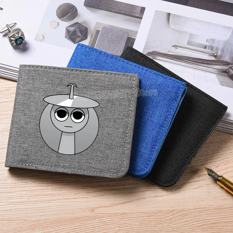 Cartoon Sprunki Short Wallet Canvas Men's Wallet Game Incrediblebox Double Fold Multi Card Slot Silver Coin Money Storage purse