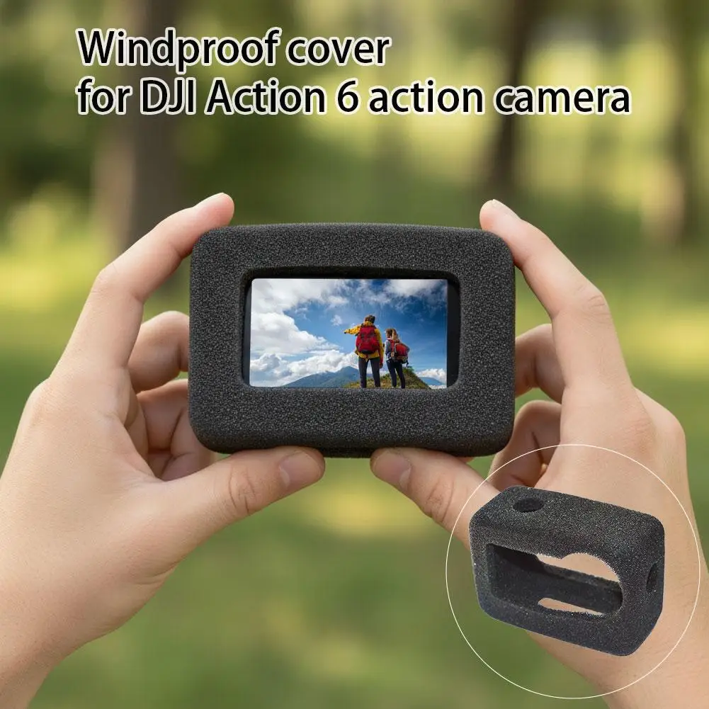 Black Sports Camera Windproof Cover For DJI Action 6 High Sponge Cover For DJI Sports Camera Accessories ﻿ ﻿