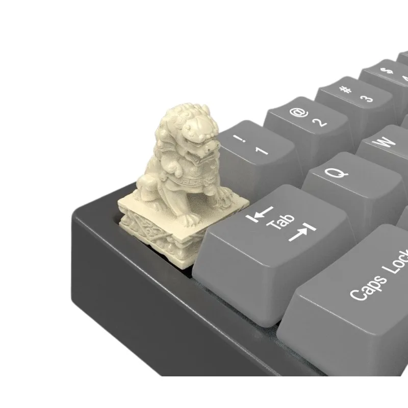 3D Relief Stone Lion Keycap Fortune Ornament Universal MX Cross Axis Mechanical Keyboard Unique Desktop Decor