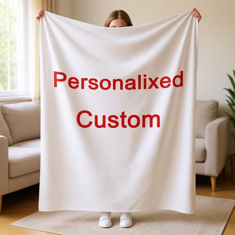 1 Piece of Custom Personalized Blanket with Image Upload DIY Flannel Blanket - Customize with Warm Photos, Soft and Warm, Suitable for Sofa, Bed, Office, Car, and Outdoor Travel - Perfect for All Seasons, Halloween, Thanksgiving, Birthdays, Weddings, Couples, Valentine's Day, Graduation, Parties, Holidays, as a Gift for Men and Women