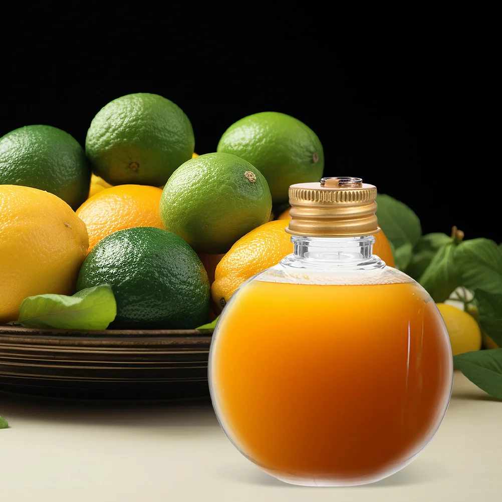 

6Pcs Clear Round Bottles 150Ml Fillable Christmas Ornament Bottles Golden Caps Reusable Holiday Drink Holders Wedding Party