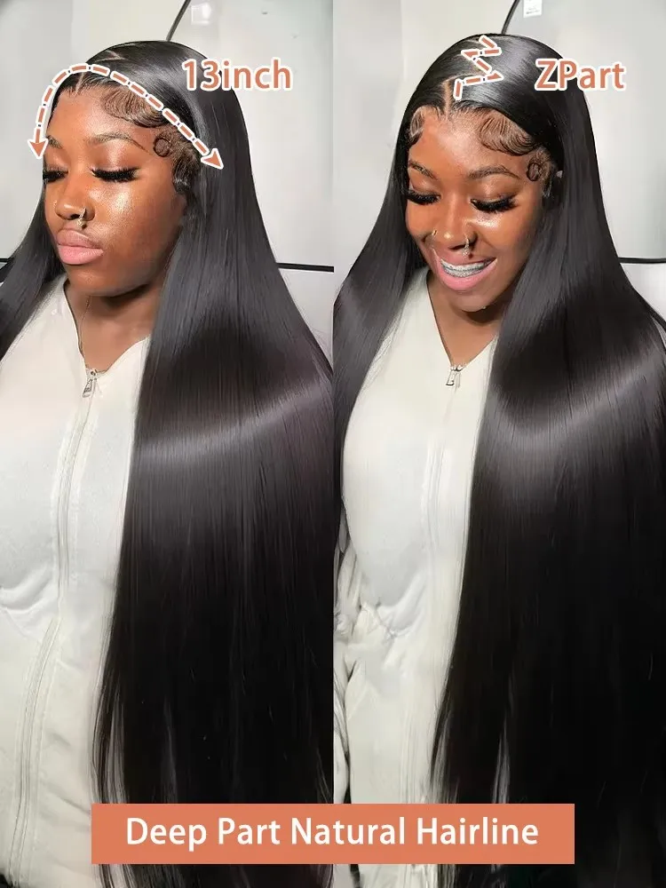 วิกผมตรงแบบ Bone Straight ขนาด 30-40 นิ้ว ความหนาแน่น 180%  พร้อมเชือกผูก HD Lace Frontal ขนาด 13x6 และ 13x4 แบบโปร่งใส  ถอนขนแล้ว  ผมแท้ 100% สำหรับผู้หญิง