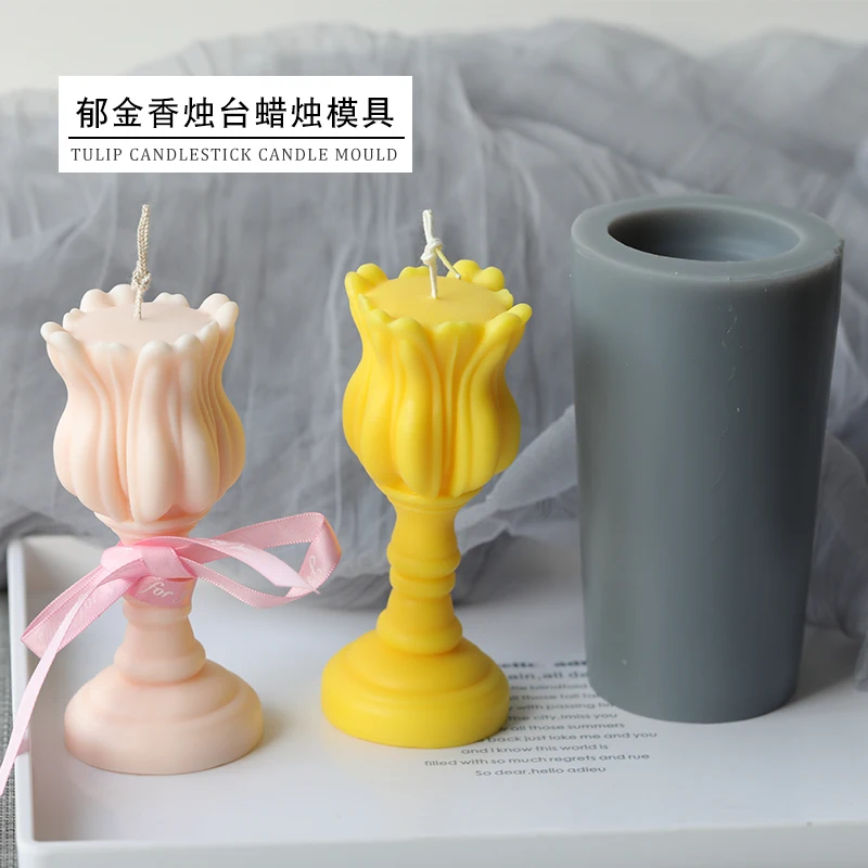 Christmas Decoration Candle Mold tulip holder Plaster Candle Silicone Mold Aromatherapy candle DIY Handmade Soap Molds