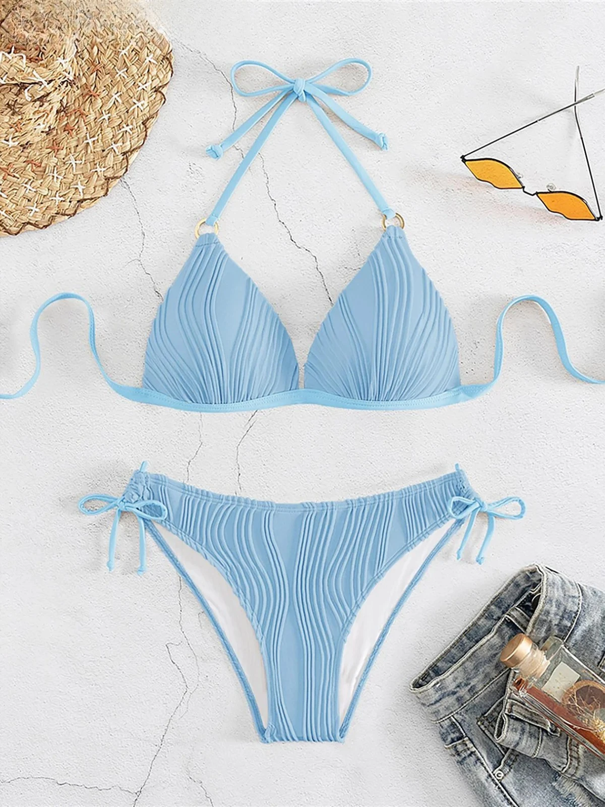 6 Colors Push Up Bra Cup High Leg Cut Bikini Women Swimwear Female Swimsuit Two-pieces Bikini set Bather Bathing Suit Swim V6894