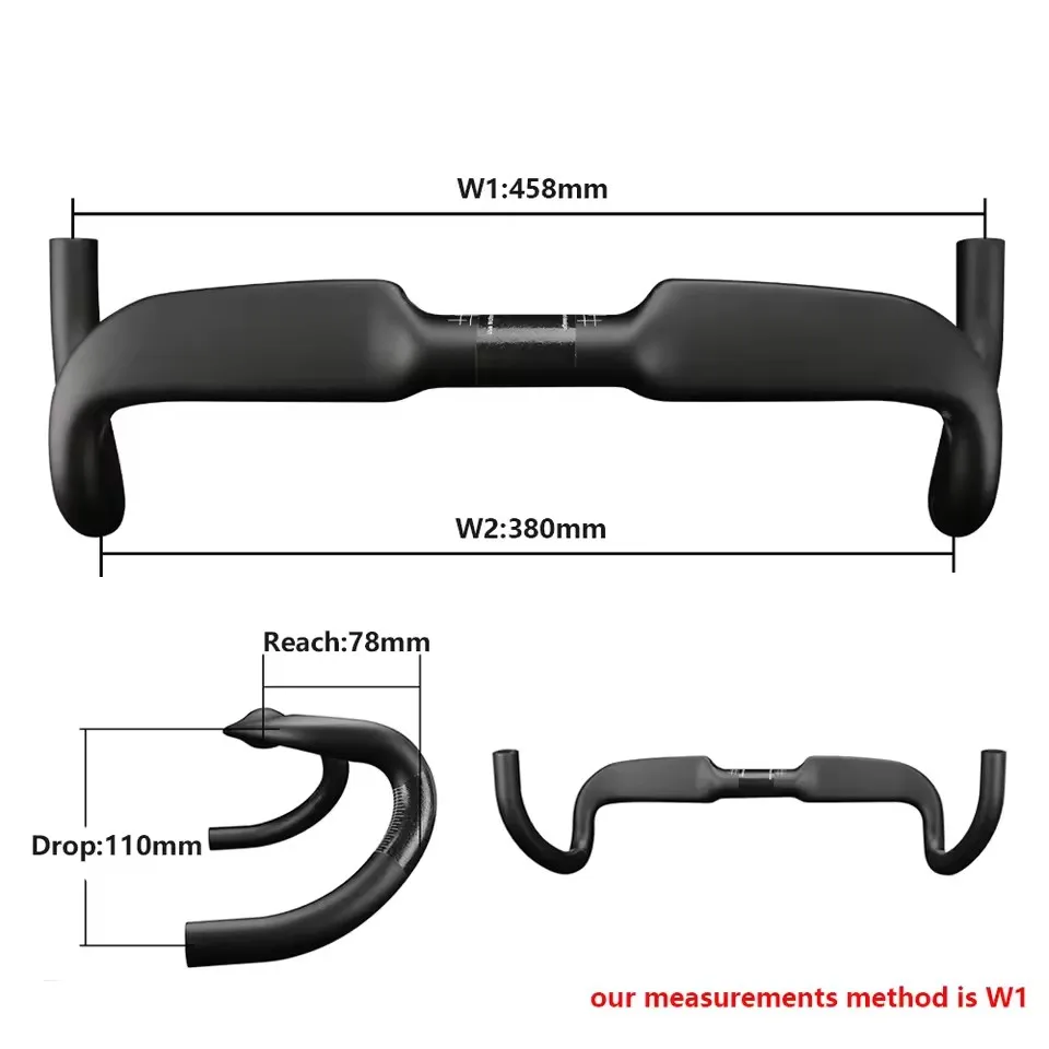 RXL SL Gravel Fahrradlenker, Kohlefaser-Fahrradlenker, Rennrad-Drop-Bar 31,8 x 458/478/498 mm, Aero Dropbars Innenführung