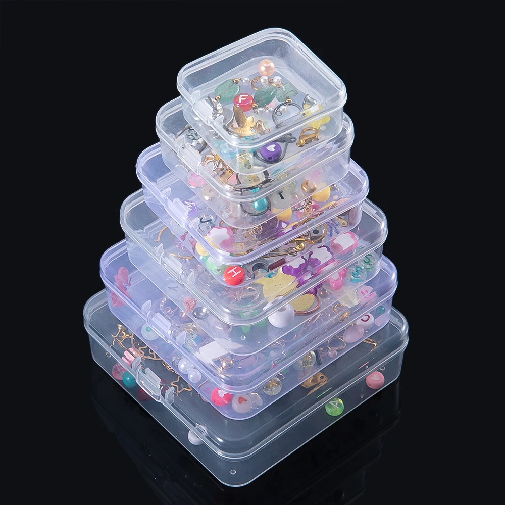 1pc Mini Rectangular Transparent Plastic Box Necklace and Earring Jewelry Packaging Dust-Proof Box Bead Storage Box
